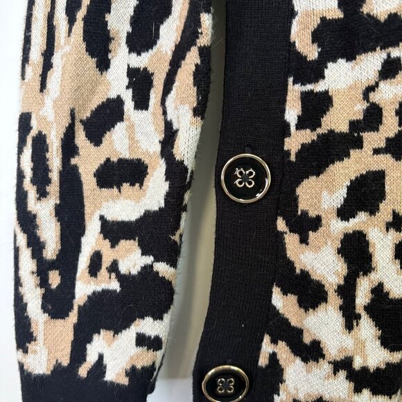 Chicos Animal Print Mock Neck Cashmere Blend Tunic Sweater With Side Buttons Siz - Picture 7 of 14